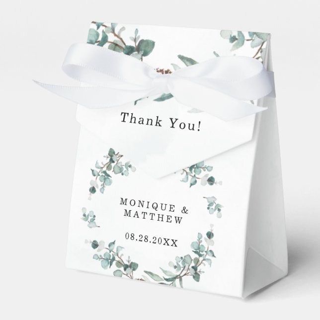 Caja Para Regalos Dusty Blue Eucalyptus Greenery Rústico Boda (Front Side)