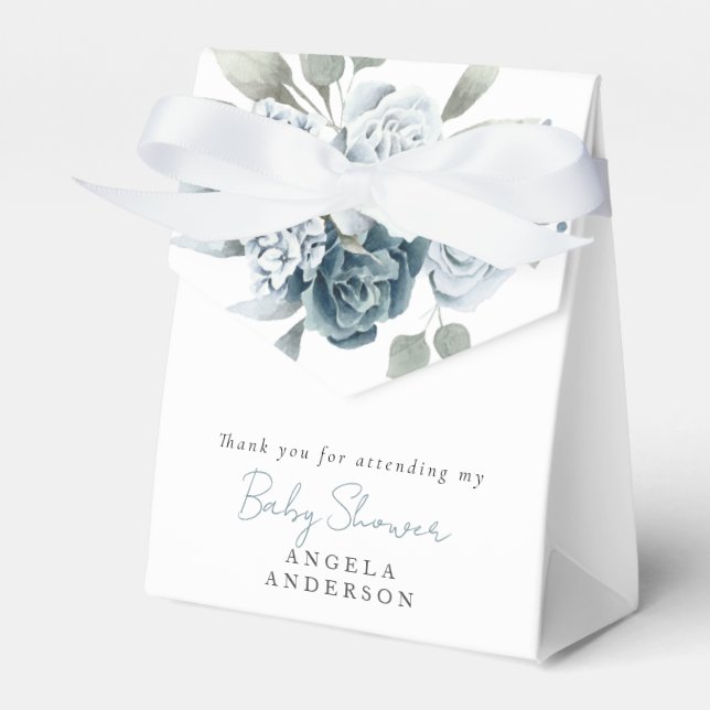 Caja Para Regalos Dusty Blue Floral Baby Shower (Front Side)