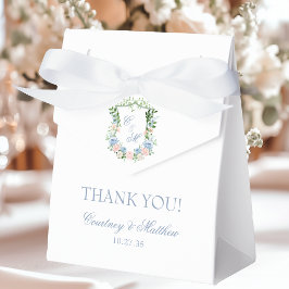 Caja Para Regalos Dusty Blue Floral Escudo Gracias