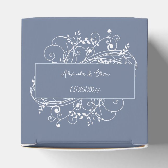 Caja Para Regalos Dusty Blue Flourish Wedding Favor Box (Parte superior)