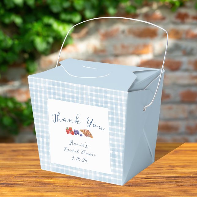 Caja Para Regalos Dusty Blue Gingham Brunch Bridal Shower (Subido por el creador)