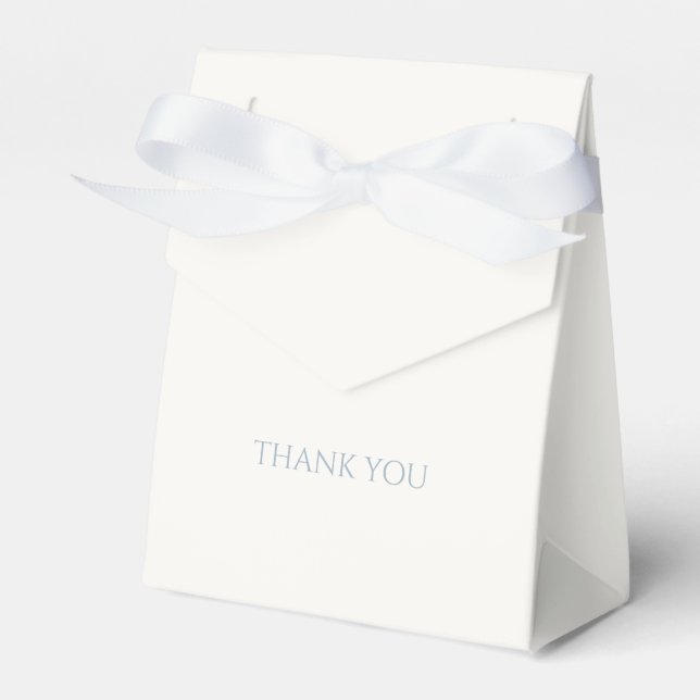 Caja Para Regalos Dusty Blue & Ivory Script Boda Gracias (Front Side)