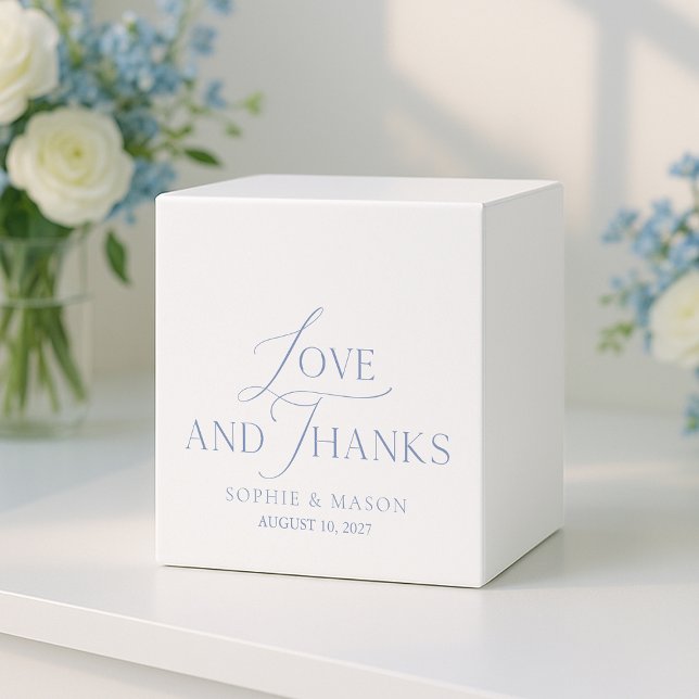 Caja Para Regalos Dusty Blue “Love and Thanks” Wedding (Subido por el creador)