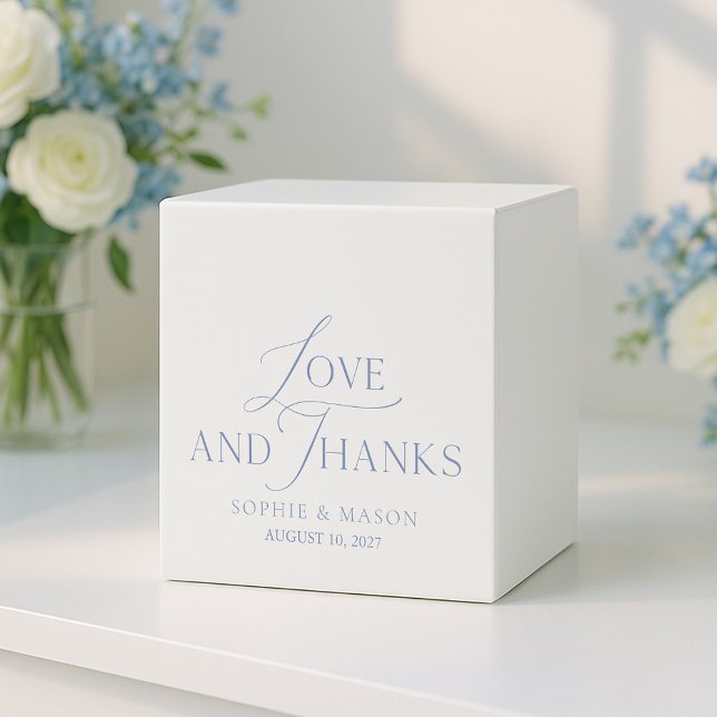 Caja Para Regalos Dusty Blue “Love and Thanks” Wedding (Subido por el creador)