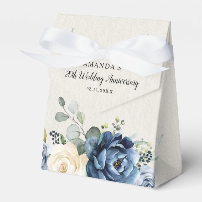 Caja Para Regalos Dusty Blue Navy Champagne Boda Aniversario Favo (Front Side)