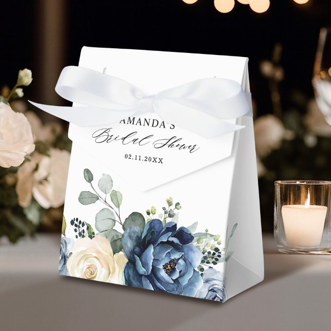 Caja Para Regalos Dusty Blue Navy Champagne Ivory Bridal Shower Favo (Dusty Blue Navy Champagne Ivory Bridal Shower  Favor Boxes)