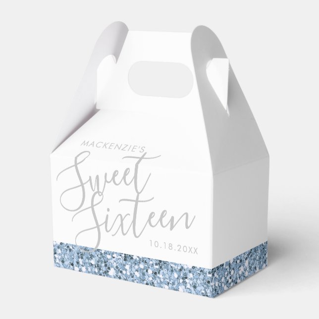Caja Para Regalos Dusty Blue Purpurina Sweet 16 Personalizado (Front Side)