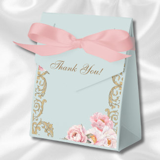 Caja Para Regalos Dusty Blue Rococo Vintage Floral Baby Shower
