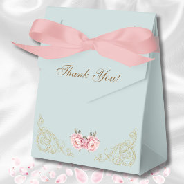 Caja Para Regalos Dusty Blue Rococo Vintage Peony Shower
