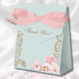 Caja Para Regalos Dusty Blue Rococo Vintage Peony Shower