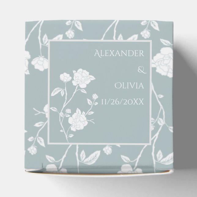 Caja Para Regalos Dusty Blue Rosa Wedding Favor Box (Parte superior)