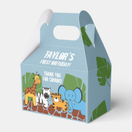 Caja Para Regalos Dusty Blue Safari Animal First Birday Party