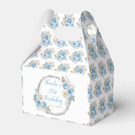 Caja Para Regalos Dusty Blue Silver Elegant Flowers Birthday Party