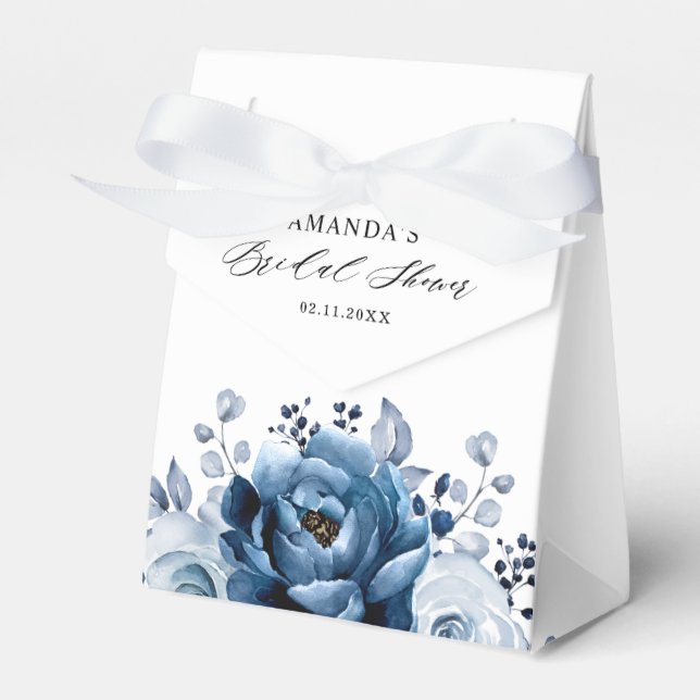 Caja Para Regalos Dusty Blue Slate Navy Botanica Bridal Shower (Front Side)