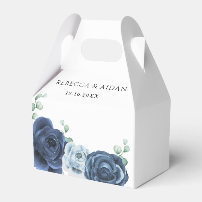Caja Para Regalos Dusty Blue Slate Navy Floral Botanical (Front Side)