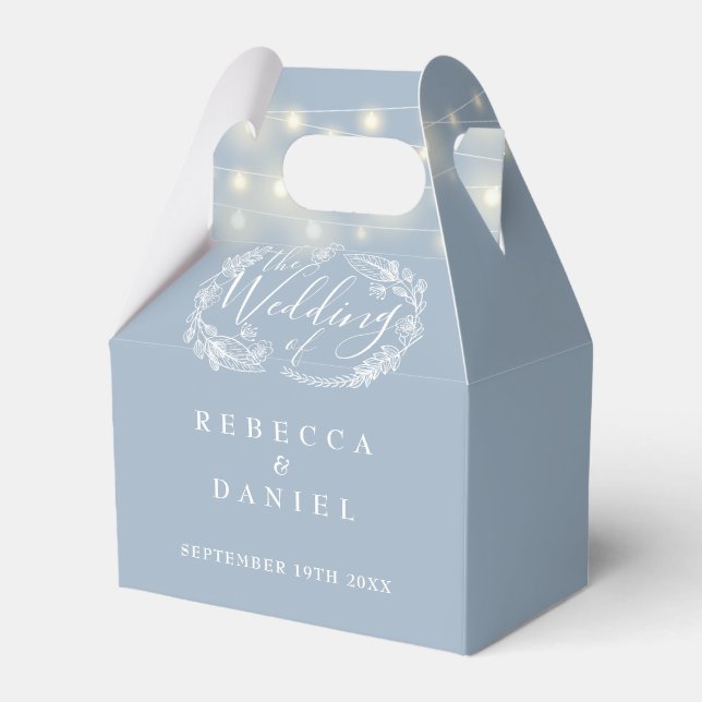 Caja Para Regalos Dusty Blue String ilumina Boda Floral (Front Side)