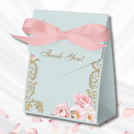 Caja Para Regalos Dusty Blue Vintage Peony Christian Bridal Shower