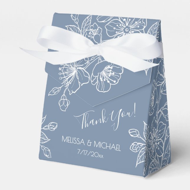 Caja Para Regalos Dusty Blue White Floral | Custom Wedding (Front Side)