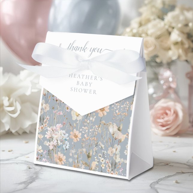 Caja Para Regalos Dusty Blue Wildflower Baby Shower  (Subido por el creador)