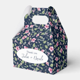 Caja Para Regalos Dusty Navy Blue Pink Hibiscus Bloom Shower