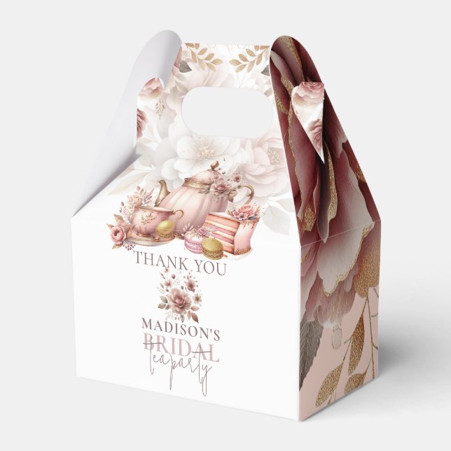 Caja Para Regalos Dusty Pink Gold Custom Bridal Tea Shower (Front Side)