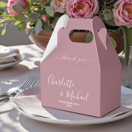 Caja Para Regalos Dusty Rose Script Tendencia Agradecimiento Boda