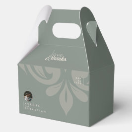 Caja Para Regalos Earthy Olive Damask Sleek Minimal Photo Boda