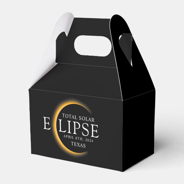 Caja Para Regalos Eclipse solar total de 2024 Texas Black & Gold mod (Front Side)