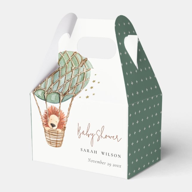 Caja Para Regalos Eco Green Hot Air Balloon Lion Magic Baby Shower (Front Side)