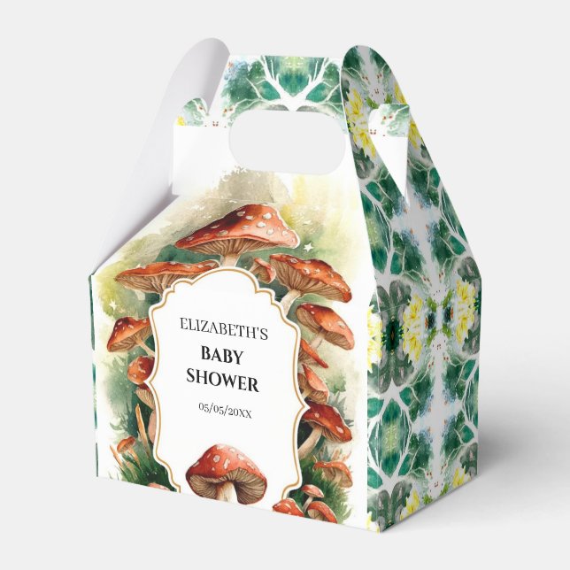 Caja Para Regalos Editable Boho Mushroom Baby Shower (Front Side)