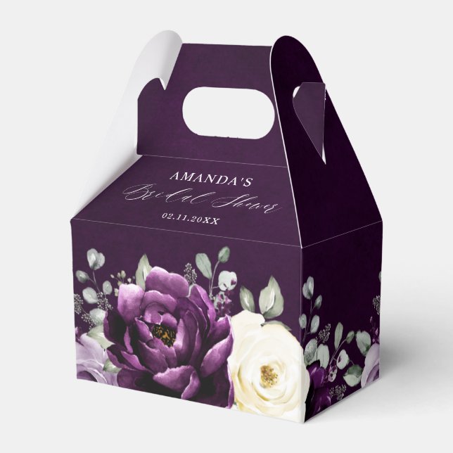 Caja Para Regalos Eggplant Purple Plum Marfil White Bridal Shower (Reverso)