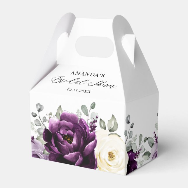 Caja Para Regalos Eggplant Purple Plum Marfil White Bridal Shower (Reverso)