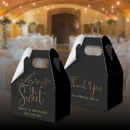 Caja Para Regalos El Amor Es Dulce Elegante Negro Y Boda De Oro