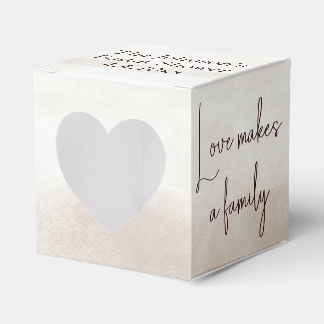Caja Para Regalos "El amor hace una familia" Ducha de adopción de Bo (Anverso)