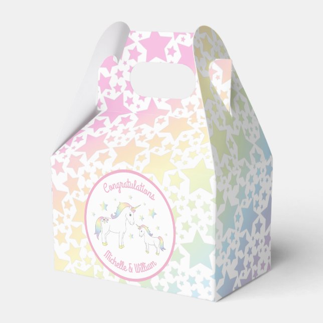 Caja Para Regalos El arcoiris de Baby Shower Pastel de Unicorn (Front Side)