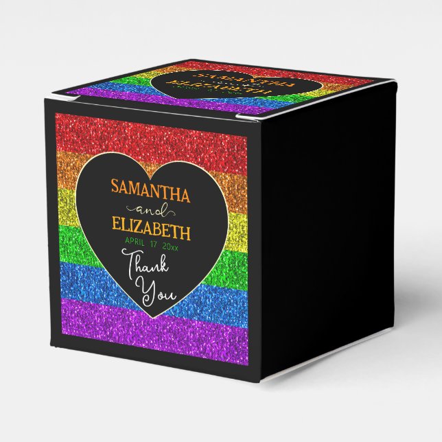 Caja Para Regalos El arcoiris de la bandera LGBT enciende boda de co (Costado Anverso)