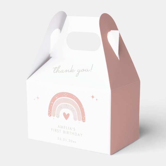 Caja Para Regalos El arcoiris rosado lindo Fiesta de primer cumpleañ (Front Side)