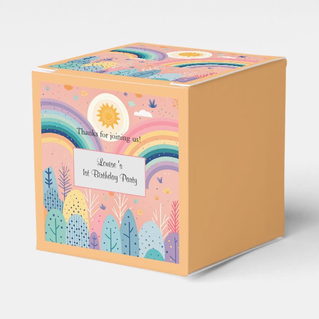 Caja Para Regalos El arcoiris y el sol sobre el bosque (Costado Anverso)