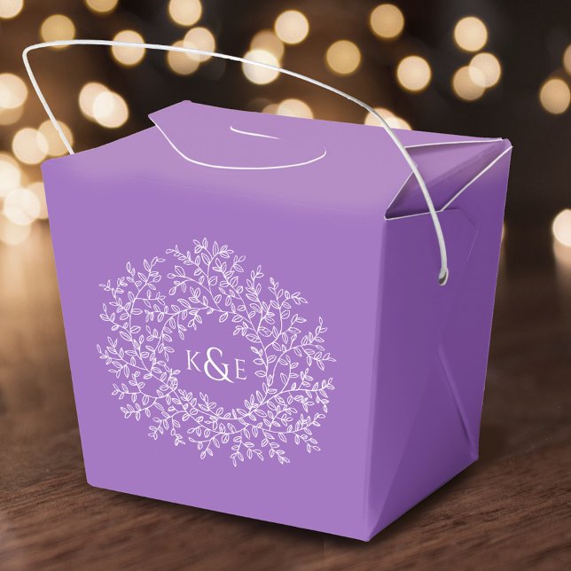 Caja Para Regalos El arte blanco circular deja boda púrpura (Subido por el creador)