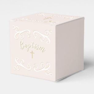 Caja Para Regalos El bautismo se desplaza en rosa y oro