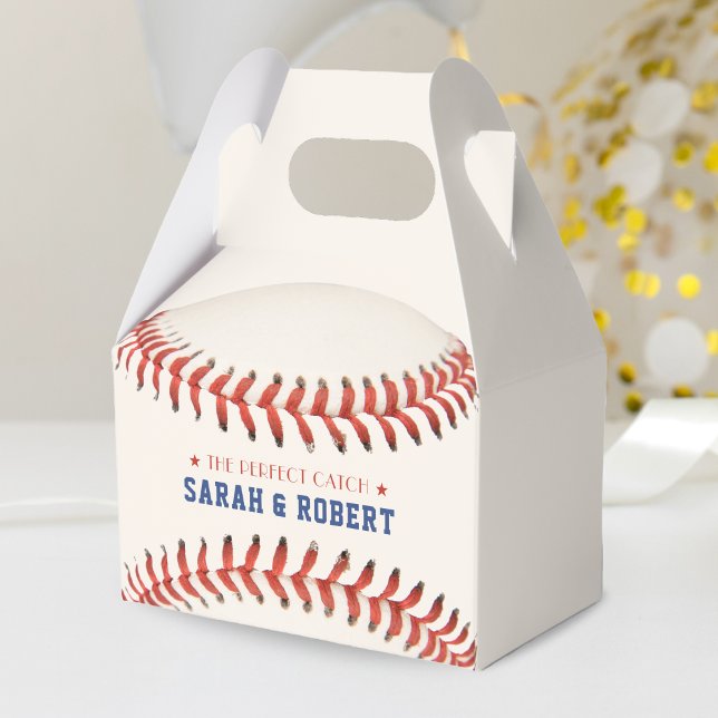 Caja Para Regalos El Boda perfecto para la captura del béisbol Softb (Baseball Softball Sport The Perfect Catch Wedding Favor Box)