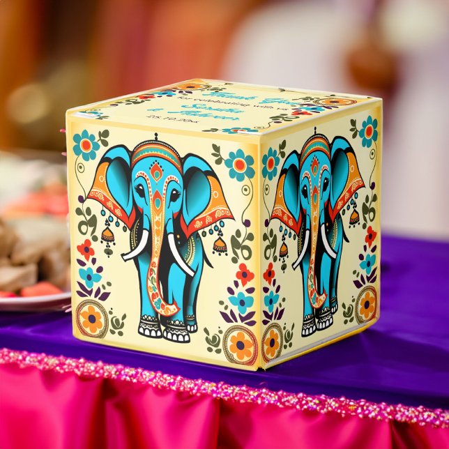 Caja Para Regalos El capricho del boda indio elefante gracias (Cute whimsical ornate Indian elephant favor gift box Indian wedding favors Mehndi Favors)