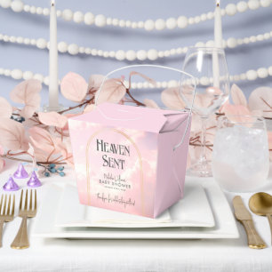 Caja Para Regalos El cielo envió nubes rosadas a Baby Shower celesti