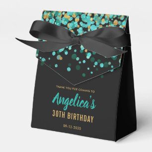 Caja Para Regalos El confeti verde azulado atractivo del purpurina