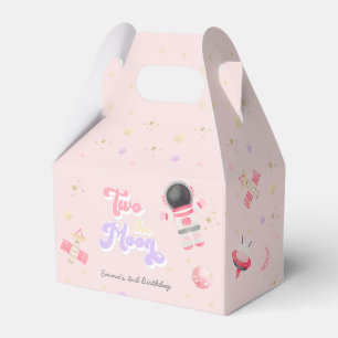 Caja Para Regalos El cumpleaños espacial Rosa Dos en la Luna