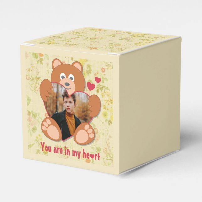 Caja Para Regalos El día de San Valentín fotográfico de Teddy Bear c (Costado Anverso)