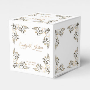 Caja Para Regalos El Fancy Golden Leaf Borders Favorito Box-Temple