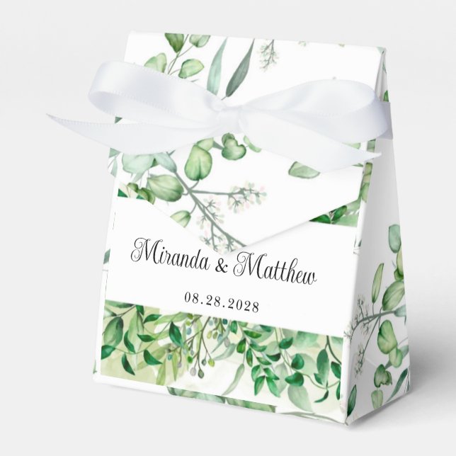 Caja Para Regalos El follaje de la vegetación rústica deja Boda (Front Side)