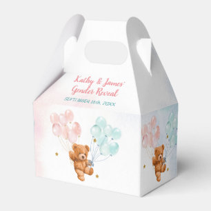 Caja Para Regalos El género del oso revela globo rosa y azul