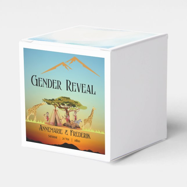 Caja Para Regalos El género revela el safari africano (Costado Anverso)